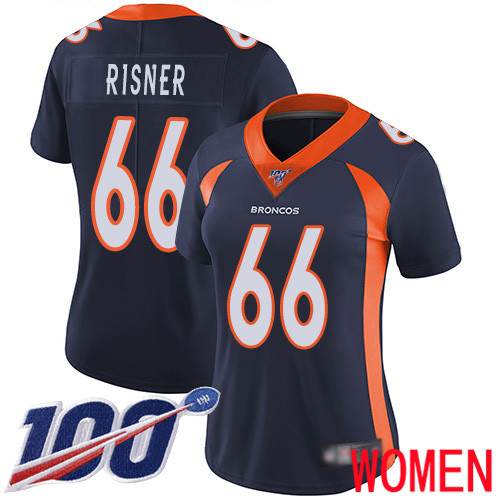 Women Denver Broncos #66 Dalton Risner Navy Blue Alternate Vapor Untouchable Limited Player 100th Season Football NFL Jersey->women nfl jersey->Women Jersey